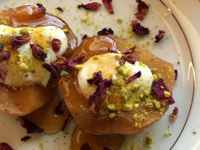 Poached Quinces with cream