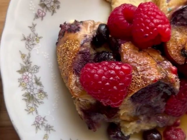 blueberry bagel French toast casserole