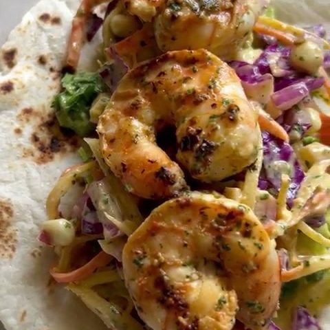mango lime shrimp tacos with mango lime coleslaw