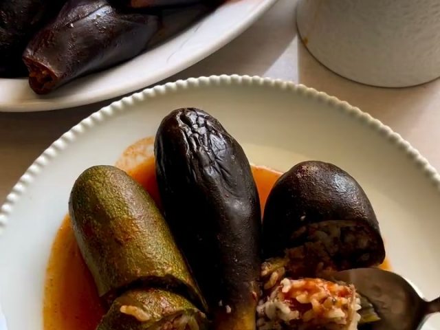 meat and rice stuffed squash and eggplant ~ mahashi