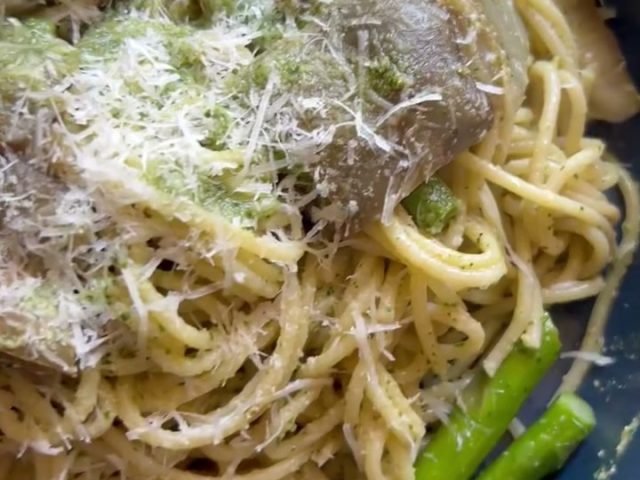 Artichoke Asparagus Pesto Pasta