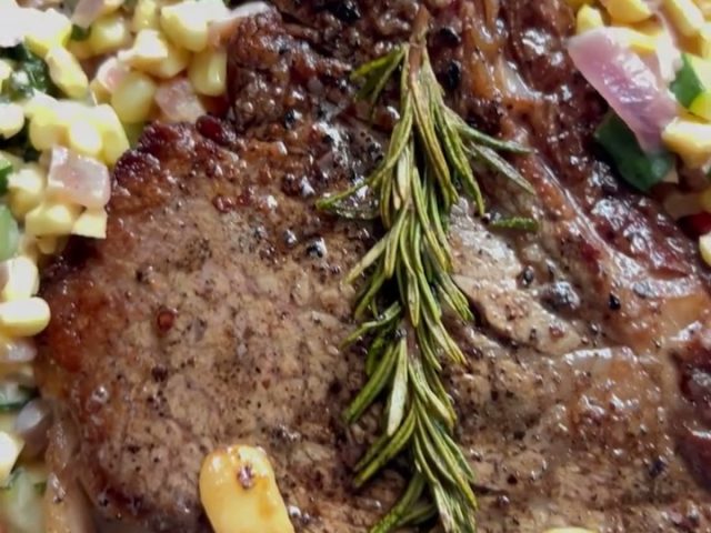 Ribeye Steak with Creamy Succotash