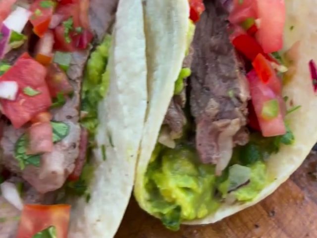 Steak tacos with the fixings