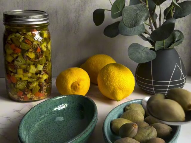 Pickled green almonds