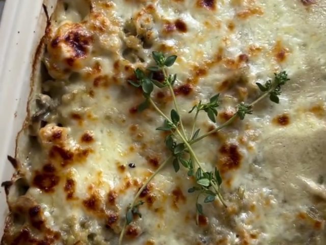 Creamy Chicken Mushroom Freekeh Risotto
