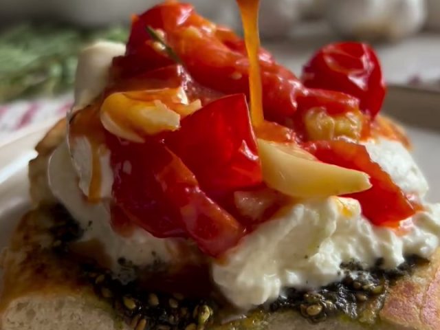 Roasted Tomato, Zaatar, and Burrata Sandwich