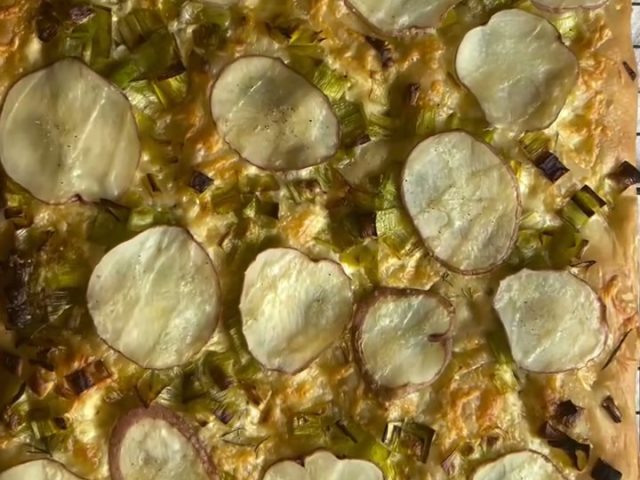 Potato leek focaccia