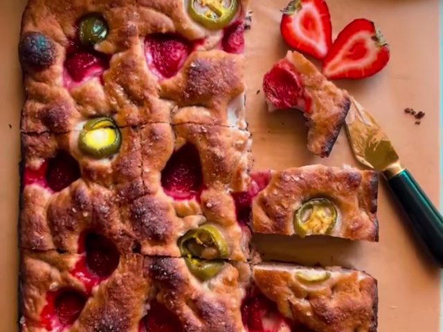 Strawberry jalapeño focaccia