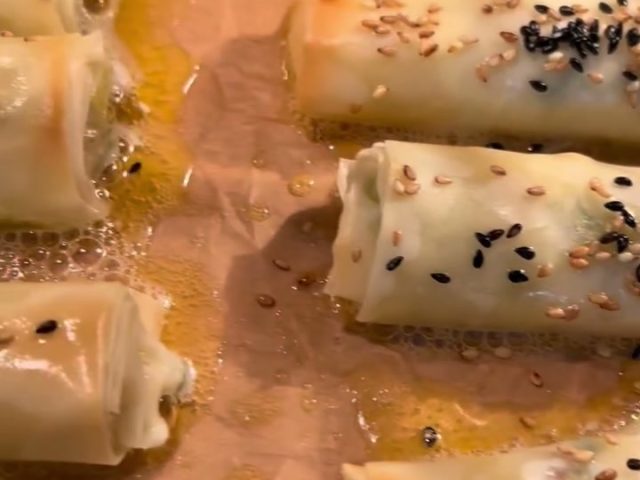Feta, Mozzarella, and Leek Phyllo Cigars