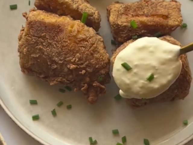 Fried black cod (sable fish) with garlic aioli