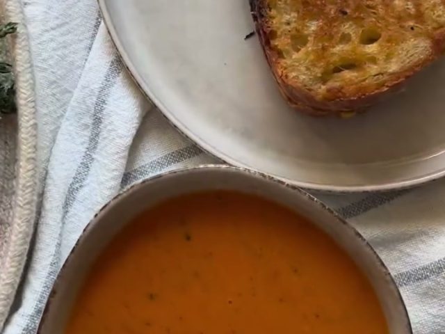 Rustic Tomato Soup with Grilled Cheese