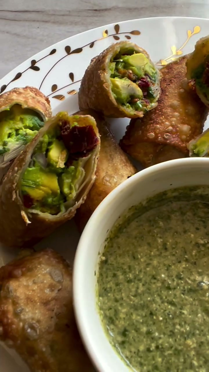 Avocado Egg Rolls with Cashew Tamarind Sauce