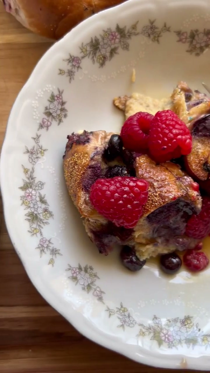 Blueberry Bagel French Toast Casserole