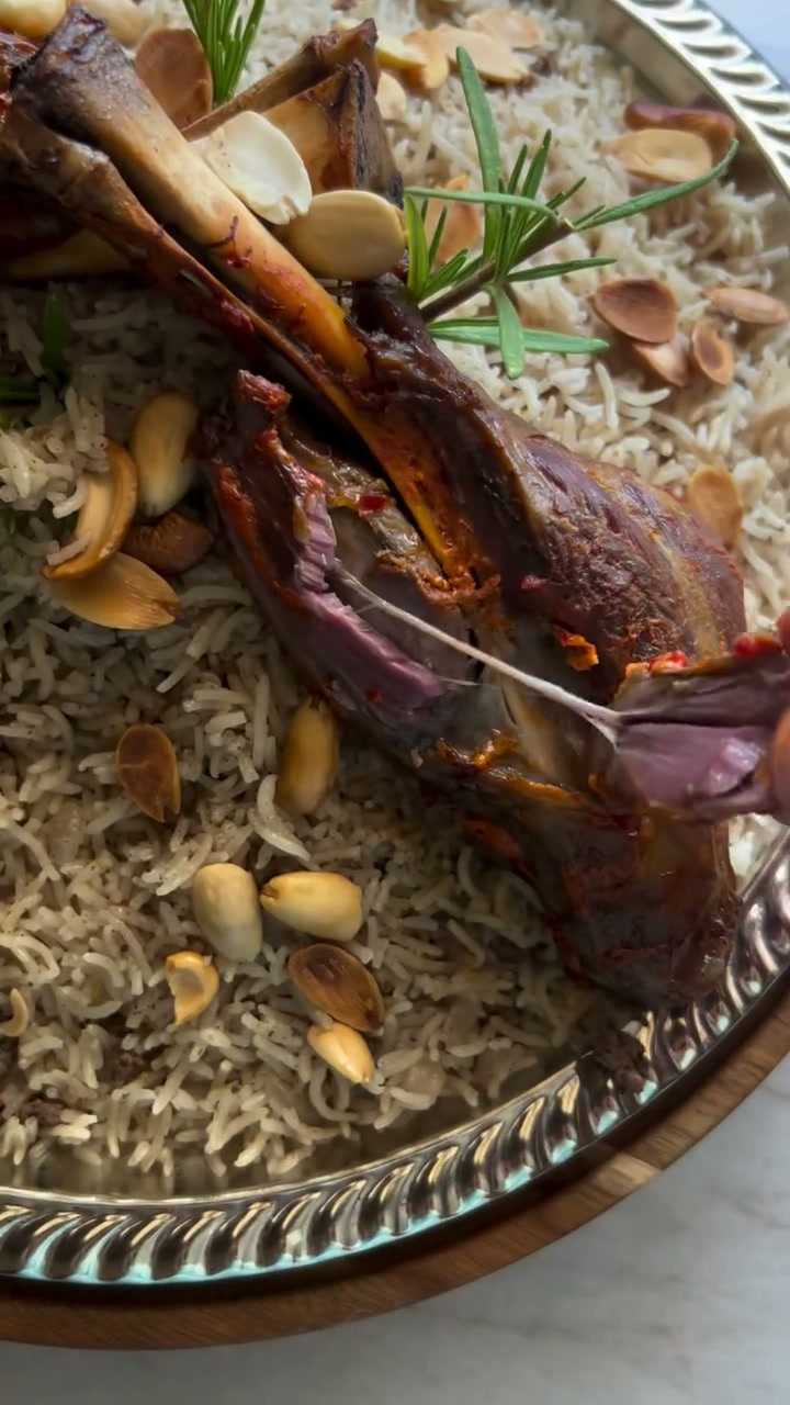 Braised Lamb Shanks with Spiced Rice