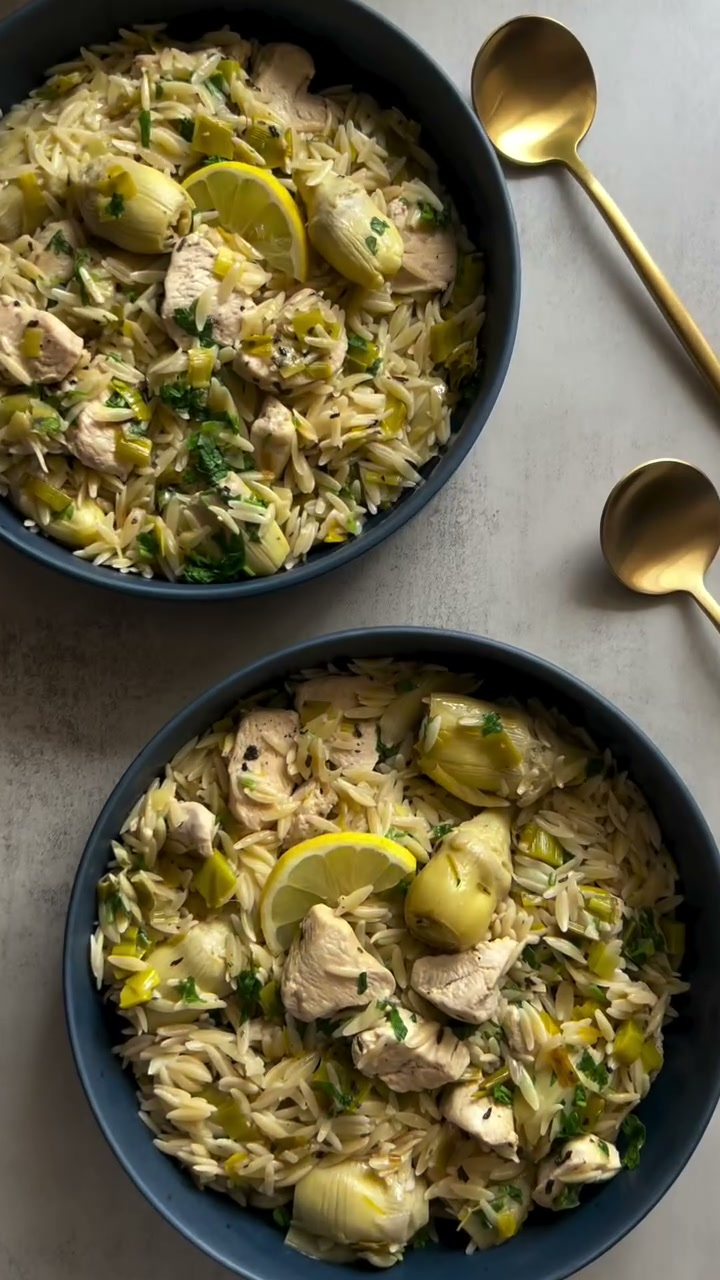 Chicken Artichoke Orzo One Pan Dinner