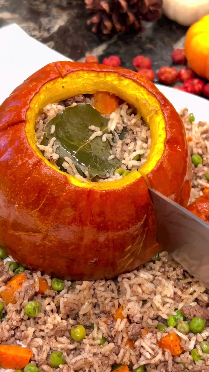 Dirty Rice Stuffed Pumpkin