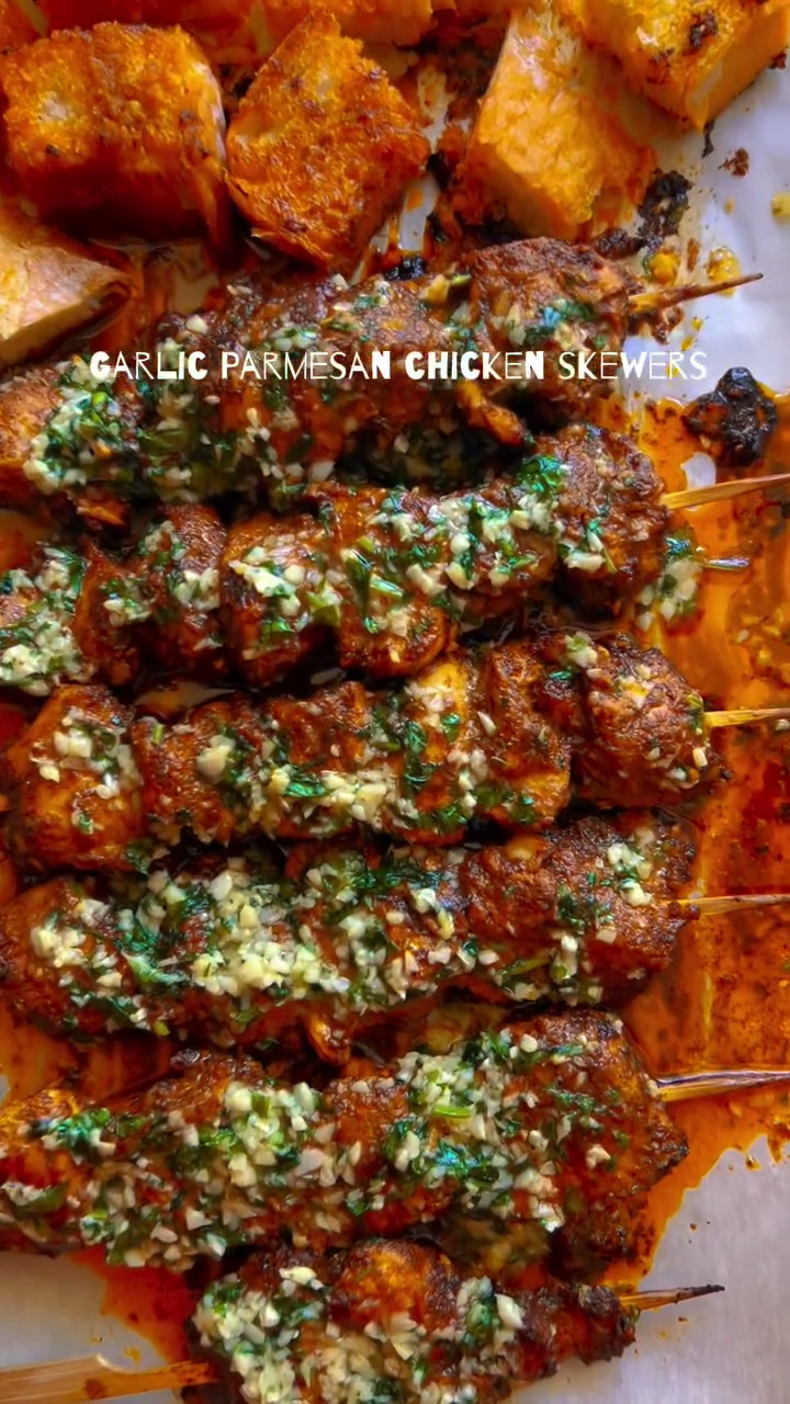 Garlic Parmesan Chicken Skewers