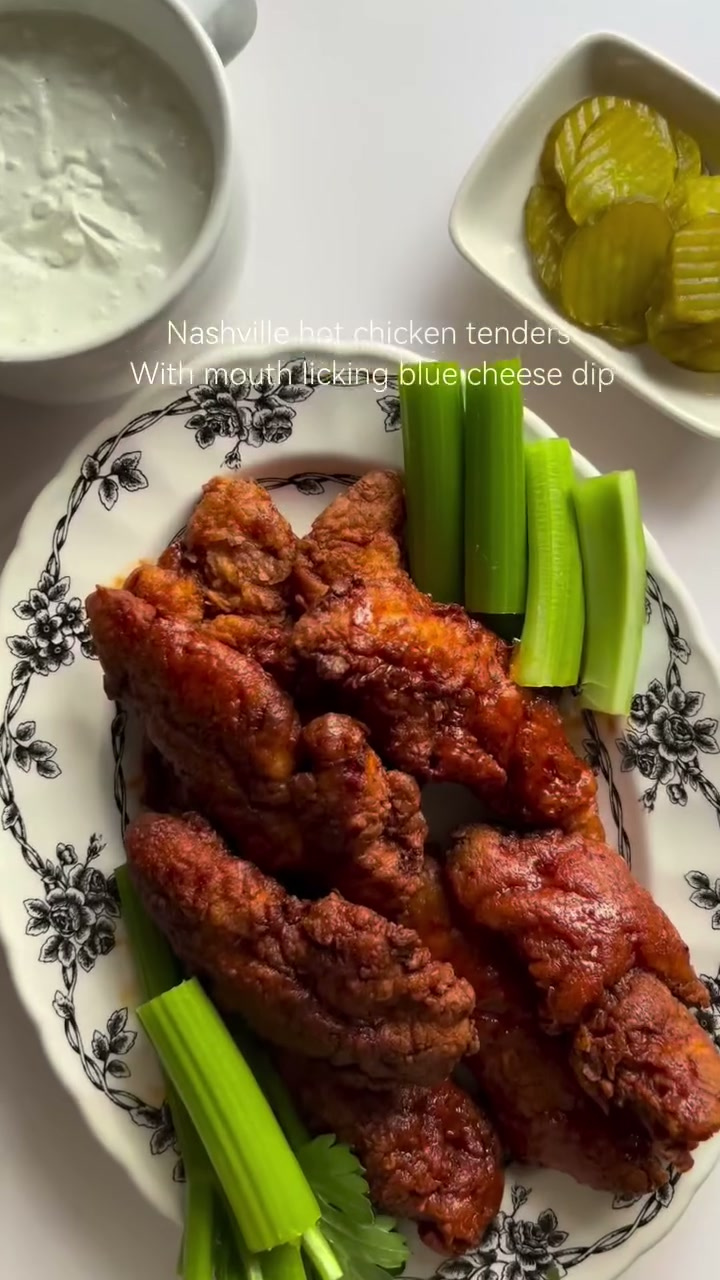 Hot Chicken Tenders with Blue Cheese Dip