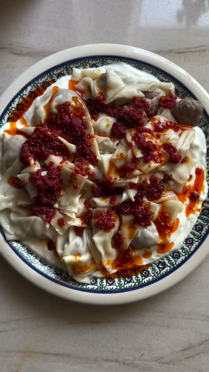Manti (Turkish Dumplings) in Wonton Wrapper