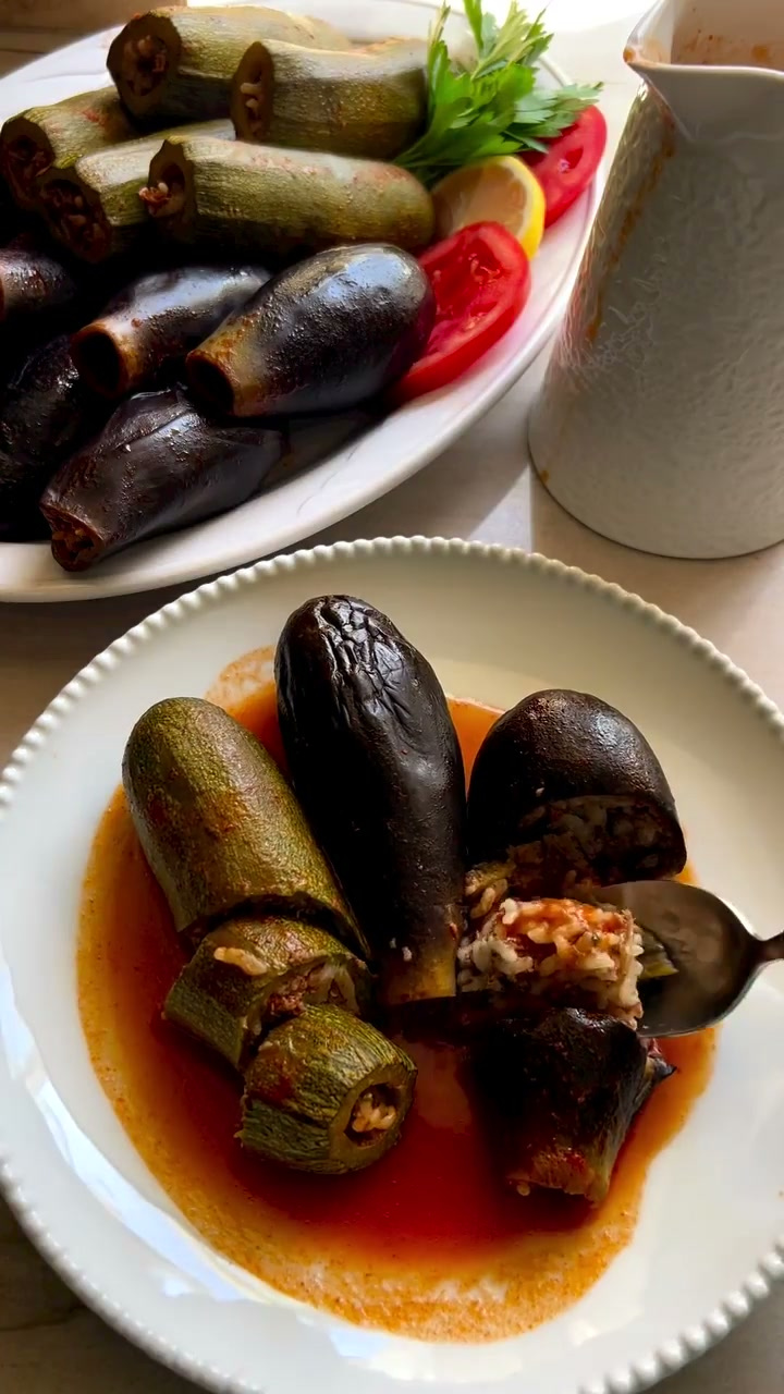 Meat and Rice Stuffed Squash and Eggplant ~ Mahashi