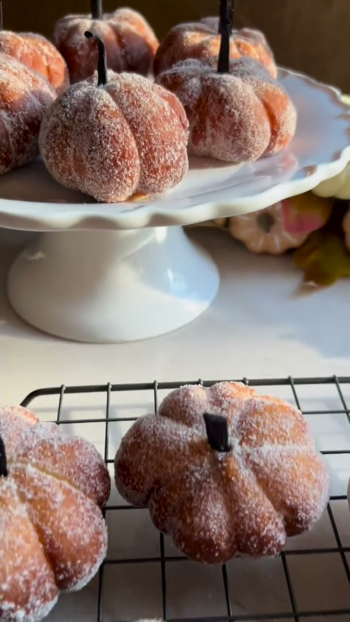 Mini Pumpkin Fried Dough Filled with Pumpkin Spice Vanilla Pudding