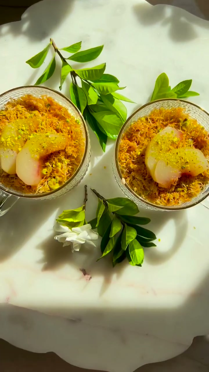 Peach Knafeh Custard Cups