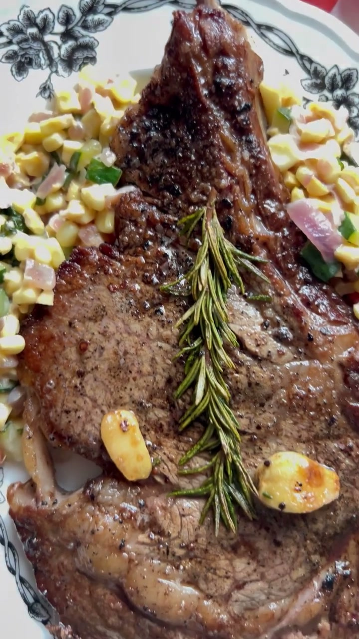 Ribeye Steak with Creamy Succotash