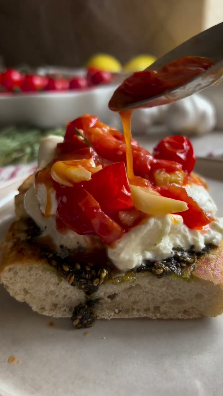 Roasted Tomato, Zaatar, and Burrata Sandwich