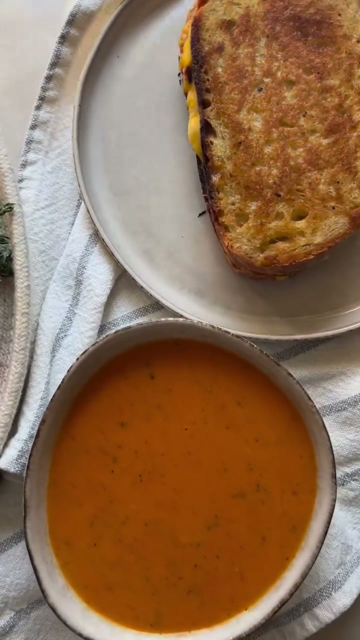 Rustic Tomato Soup with Grilled Cheese