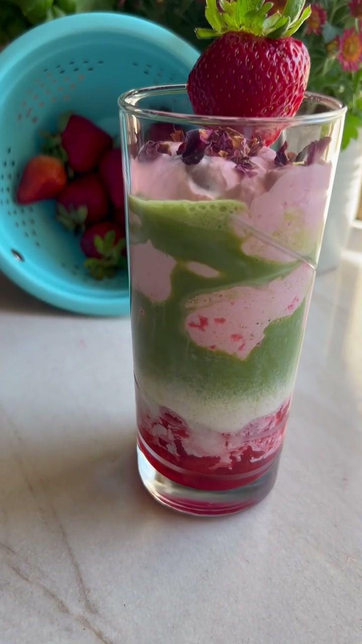 Strawberry Rose Matcha Latte