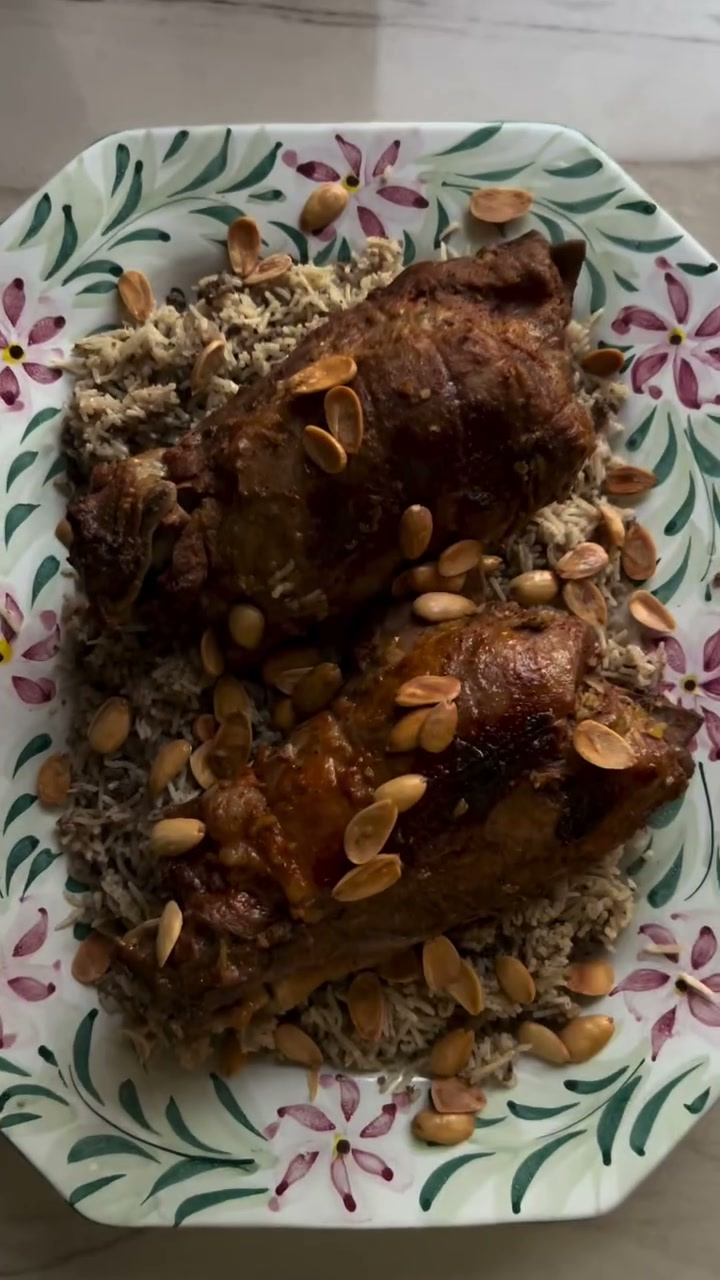 Stuffed Neck of Lamb over Spiced Rice